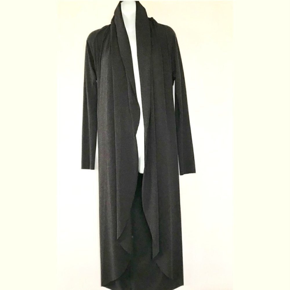 HAZEL Women's Long Dark Grey, Shall/Waterfall Sweater Cardigan, long sleeve sz S